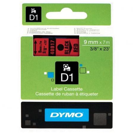 Dymo Cinta D1 Negro sobre Rojo 9mm x 7m